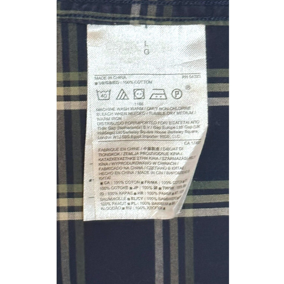 BANANA REPUBLIC Soft Wash Button Up Shirt Slim Fit Blue Plaid Night Out Large - Picture 8 of 9